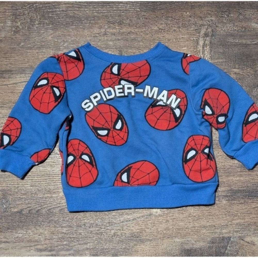 Marvel Spider-Man Infant Boys Blue All Over Print Sweatshirt 18M Pullover Top‎